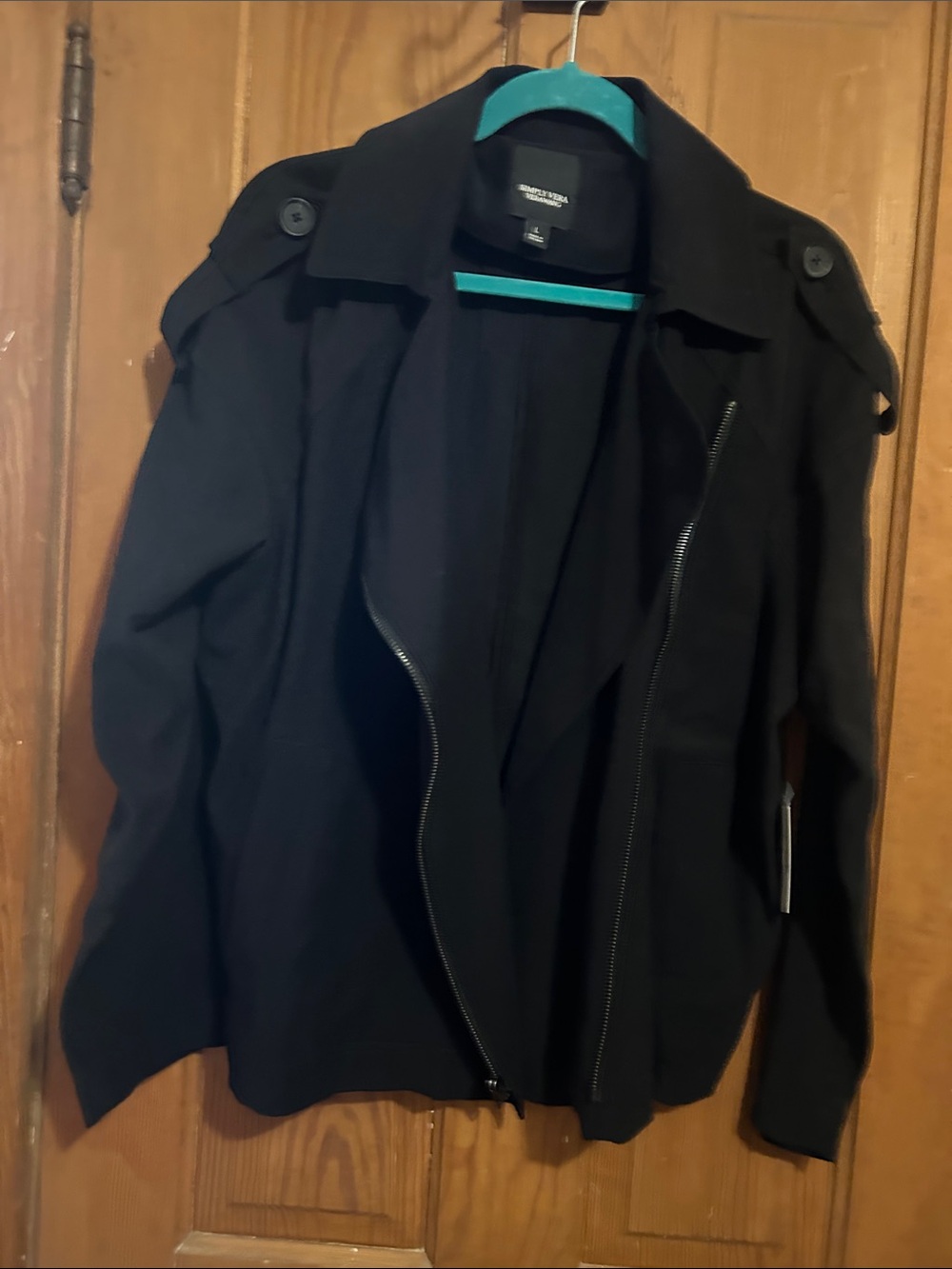 Simply Vera Vera Wang Black Women’s Zip-Front Trench Coat